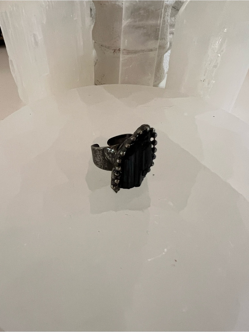 Black Tourmaline Boho Statement Ring
